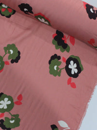 Tecido Viscose Italiano Flores Rosé