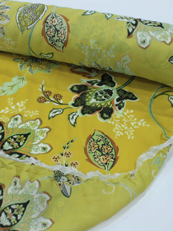 Tecido Failete Italiano Flores Amarelo Mostarda