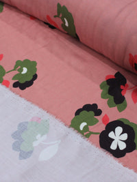 Tecido Viscose Italiano Flores Rosé
