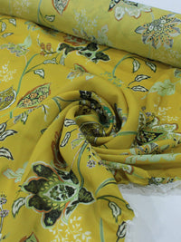 Tecido Failete Italiano Flores Amarelo Mostarda