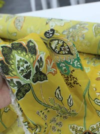 Tecido Failete Italiano Flores Amarelo Mostarda