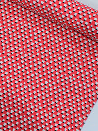 Tecido Tricoline Italiano Arcos Vermelho e Branco