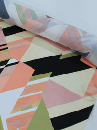 Tecido Crepe Chiffon Italiano Geométrico Salmão