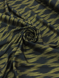 Tecido Crepe Italiano Chevron Desfocado Verde e Preto