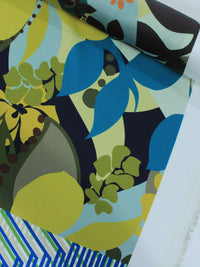 Tecido Crepe Silk Italiano Estampa de Lenço e Flores Coloridas