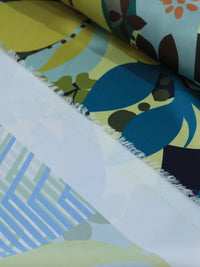 Tecido Crepe Silk Italiano Estampa de Lenço e Flores Coloridas