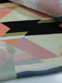 Tecido Crepe Chiffon Italiano Geométrico Salmão