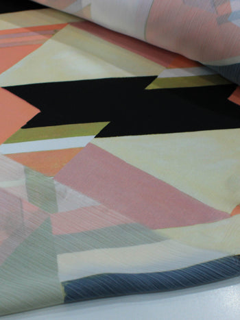 Tecido Crepe Chiffon Italiano Geométrico Salmão