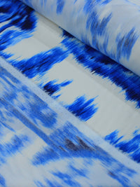 Tecido Tricoline Italiano Pintura Abstrata Azul e Branco