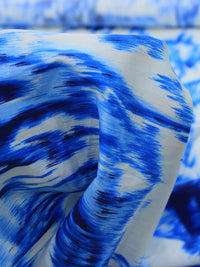 Tecido Tricoline Italiano Pintura Abstrata Azul e Branco