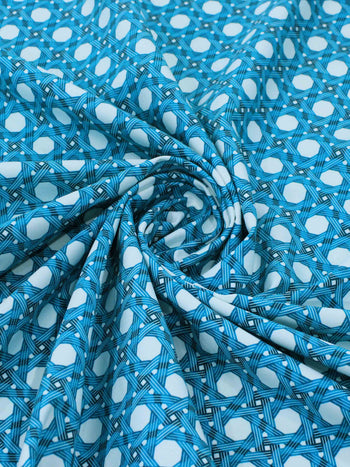 Tecido Tricoline Italiano Fibras Azul e Branco