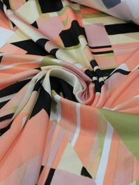 Tecido Crepe Chiffon Italiano Geométrico Salmão