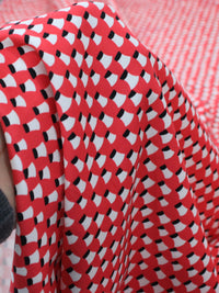 Tecido Tricoline Italiano Arcos Vermelho e Branco