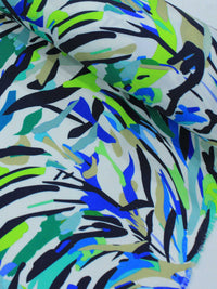 Tecido Viscose Italiano Pintura Abstrata Verde e Azul