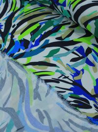 Tecido Viscose Italiano Pintura Abstrata Verde e Azul