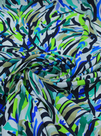 Tecido Viscose Italiano Pintura Abstrata Verde e Azul