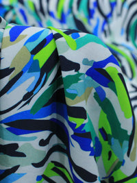Tecido Viscose Italiano Pintura Abstrata Verde e Azul