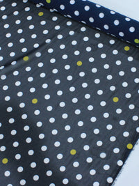 Tecido Crepe Chiffon Italiano Poá Azul Marinho e Amarelo