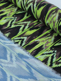 Tecido Viscose Italiano Chevron Abstrato Tons de Verde