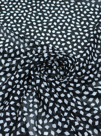 Tecido Crepe Chiffon Italiano Pingos Preto e Branco