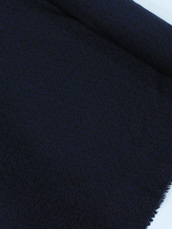 Tecido Viscose Italiano Simbolos Azul Marinho e Preto
