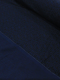 Tecido Viscose Italiano Simbolos Azul Marinho e Preto