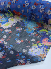 Tecido Crepe Chiffon Italiano Texturizado Flores Coloridas