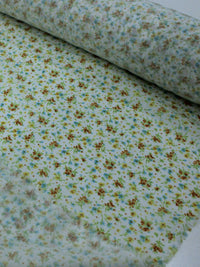 Tecido Tricoline Italiano Micro Floral Amarelo e Branco