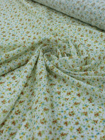 Tecido Tricoline Italiano Micro Floral Amarelo e Branco