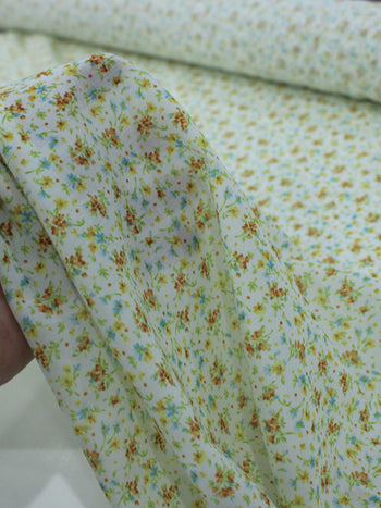 Tecido Tricoline Italiano Micro Floral Amarelo e Branco