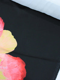 Tecido Crepe Italiano Maxi Flores Colorido e Preto