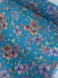Tecido Crepe Chiffon Italiano com Lurex Floral Azul