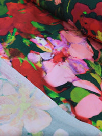 Tecido Viscose Italiano Jardim Colorido Verde