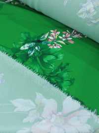 Tecido Crepe Bubble Italiano Floral Verde