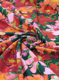 Tecido Viscose Italiano Jardim Colorido Verde