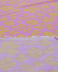 Tecido Viscose Texturizada Desenhos Rosa e Laranja