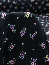 Tecido Viscose Micro Flores Rosa Amarelo e Preto