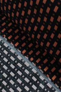 Tecido Viscose Estampa Geométrica Marrom e Preto