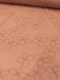 Tecido Cambraia de Algodão Bordada Flores Marrom