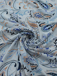 Tecido Viscose Estampa Cashmere Azul e Offwhite