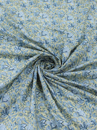 Tecido Tricoline Estampa Boho Azul Cobalto e Bege