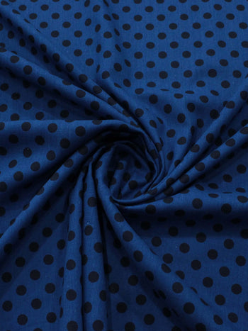 Tecido Linho Misto Poá Azul e Preto