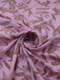 Tecido Viscose Texturizada Estampa Selva Marrom e Rosa