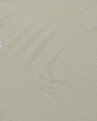 Tecido Crepe de Algodão Bordado Bege