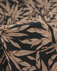 Tecido Viscose Folhagens Bege e Preto