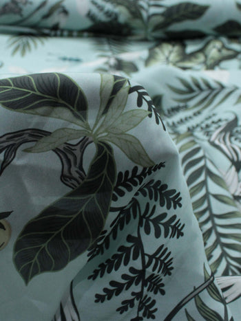Tecido Crepe Silk Folhagens Verde