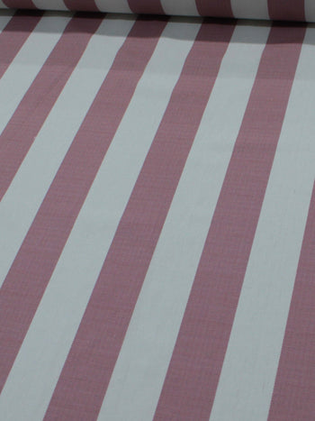 Tecido Linho Misto Macro Listras Rosé e Branco