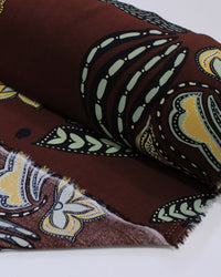 Tecido Viscose Figuras Abstratas Amarelo, Verde Menta e Marrom