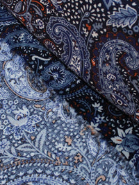 Tecido Viscose Estampa Paisley Azul Marinho