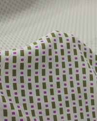 Tecido Viscose Desenhos Geométricos Verde e Roxo